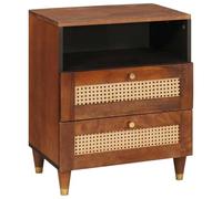 Ziaphsol Mango Wood Bedside Table 50 x 33 x 62 cm with Drawer and Shelf Modern Scandinavian Bedroom Nightstand with Storage for Bedside, Living Room, Dresser, Adult Or Child