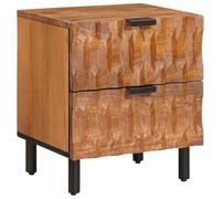 Ziaphsol Mango Wood Bedside Table Marron 40 x 33 x 46 cm with Two Drawers for Bedroom Storage Modern Rustic Design Suitable for Adult Child Room Decor