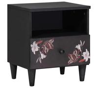 Ziaphsol Mango Wood Nightstand 40 x 33 x 46 cm with Brass Knobs Modern Minimalist Bedside Table with Floral Pattern for Bedroom Living Room Small Space Storage AU