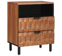 Ziaphsol Mango Wood Nightstand 50 x 33 x 62 cm with Two Drawers for Bedroom Modern Vintage Scandinavian Style Durable Furniture