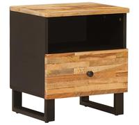 Ziaphsol Mango Wood Nightstand Brown 40 x 33 x 46 cm Compact Bedside Table with Drawer Modern Scandinavian Style for Bedroom Living Room Small Space Storage