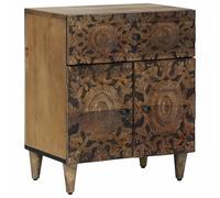 Ziaphsol Mango Wood Nightstand Brown 50 x 33 x 60 cm Compact Bedside Table with Drawer for Bedroom Living Room Modern Scandinavian Style