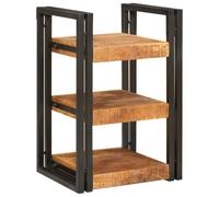 Ziaphsol Mango Wood Nightstand with Black Finish for Bedroom Modern Rustic Small Space Storage with 3 Shelves and Drawer for Bedroom Living Room Or Dormitory AU