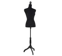 Ziaphsol Mannequin de couture pour femme - Buste en velours noir - Hauteur : 133 à 168 cm - Réglable avec trépied - Pour vitrine, atelier, présentation