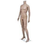 Ziaphsol Mannequin de vitrine homme sans tête en polypropylène avec plateau en verre, 176 cm, beige, bras rotatifs à 360 degrés, pour vitrine, boutique, vente au détail et présentation de mode dans la