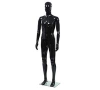 Ziaphsol Mannequin masculin en PP avec base en verre noir, 185 cm, tête rotative, bras mobiles, proportions réalistes pour vitrine, boutique, vente au détail et présentation de mode