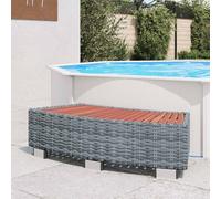 Ziaphsol Marche d'entrée pour spa gris en polyrotin avec pieds en aluminium 92 x 45 x 25 cm pour jacuzzi, accessoires de piscine, échelle, rampe, accès extérieur, jardin