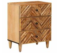 Ziaphsol Marron Mango Wood Nightstand 50 x 33 x 60 cm with Drawer Modern Bedroom Furniture for Small Spaces Durable Scandinavian Style