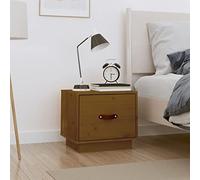 Ziaphsol Marron Miel Bedside Table 40x34x35 cm Solid Pine Wood with Drawer for Bedroom Living Room Vintage Scandinavian Design Ideal for Storage Decor and Small Space Furniture