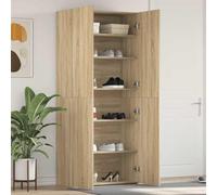 Ziaphsol Meuble à Chaussures Marron avec étagère en Bois d'ingénierie 80 x 35,5 x 180 cm pour Rangement organisé dans entrée, Couloir ou Chambre avec Portes et poignées discrètes