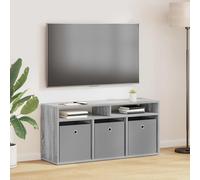 Ziaphsol Meuble bas avec 3 tiroirs et 2 étagères Gris Sonoma 102 x 32 x 48,5 cm Meuble TV durable avec beaucoup d'espace de rangement pour salon, console multimédia, home cinéma, gestion des câbles