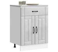 Ziaphsol Meuble bas de cuisine Lucca gris béton en bois avec pieds réglables et beaucoup d'espace de rangement, autonome, avec tiroir et portes, idéal comme armoire d'appoint pour salle à manger et