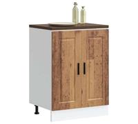 Ziaphsol Meuble bas de cuisine Porto aspect bois vieilli, 60 x 46 x 81,5 cm, avec pieds réglables, espace de rangement et portes pour cuisine et salle à manger, armoire d'appoint pratique et