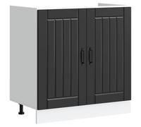 Ziaphsol Meuble de Base pour lavabo Lucca Noir en Bois d'ingénierie avec Portes, Rangement pour Cuisine, Armoire, Buffet, Meuble vaisselier, Dimensions 80 x 46 x 81,5 cm, capacité 70 kg