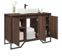 Ziaphsol Meuble de lavabo marron aspect chêne 91 x 35 x 60 cm - En matériau dérivé du bois - Avec beaucoup d'espace de rangement - Résistant à l'humidité - Pour salle de bain, sous évier