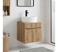 Ziaphsol Meuble de lavabo Mural Chêne Artisanal 49 x 44,5 x 65 cm avec tiroirs de Rangement Pratique pour Salle de Bain compacte et Moderne, idéal pour optimisation d'espace et Style épuré
