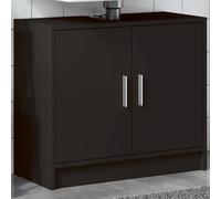 Ziaphsol Meuble de lavabo noir 63 x 29 x 55 cm, en bois avec 2 portes, armoire de salle de bain pour l'ordre, résistante à l'humidité, facile d'entretien