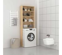 Ziaphsol Meuble de Machine à Laver en chêne Sonoma 64x24x190 cm avec Support, kit évacuation, Protection Anti-Vibration, Socle rehausseur, Facile à Nettoyer et à Fixer Murale