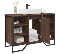 Ziaphsol Meuble de salle de bain, marron, aspect chêne, 91 x 35 x 60 cm, en matériau dérivé du bois, avec espace de rangement, pour lavabo, résistant à l'humidité, peu encombrant
