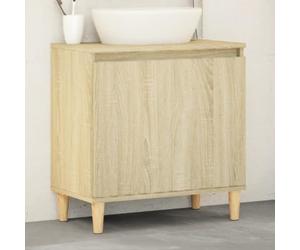 Ziaphsol Meuble d'évier en Bois d'ingénierie chêne Sonoma 58x33x60 cm avec Portes tiroirs et étagères pour Salle de Bain, Rangement Pratique, Support pour lavabo, Meuble Suspendu ou posé