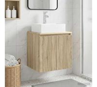 Ziaphsol Meuble lavabo Vasque Mural en Bois d'ingénierie Chêne Sonoma 49,5 x 41 x 62,5 cm avec Rangement tiroir et évacuation Rapide idéal pour Salle de Bain compacte