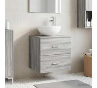 Ziaphsol Meuble lavabo Vasque Mural Sonoma Gris 49,5 x 41 x 64,5 cm avec Rangement tiroirs et évacuation Rapide, idéal pour Salle de Bain compacte, en Bois d'ingénierie, Montage Mural