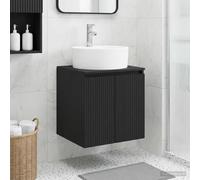 Ziaphsol Meuble lavabo Vasque Noir Mural 49,5 x 44,5 x 65 cm avec Rangement intégré pour Salle de Bain Moderne et compacte, idéal pour optimisation d'espace et Organisation Pratique