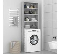Ziaphsol Meuble pour Machine à Laver Sonoma Gris 64x24x190 cm avec Support, kit évacuation, Protection Anti-Vibration, Support Tuyau, Adaptable à Lave-Linge, buanderie, Rangement Pratique