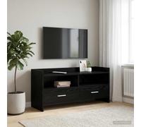 Ziaphsol Meuble TV - 100 x 33 x 47 cm - En chêne noir - Avec espace de rangement pour salon, console multimédia, meuble bas, gestion des câbles, étagère, commode, home cinéma et télévision