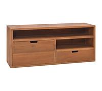 Ziaphsol Meuble TV 90 x 30 x 40 cm en teck massif - Style scandinave - Meuble bas robuste pour salon, chambre à coucher, rangement multimédia