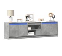 Ziaphsol Meuble TV avec éclairage LED, gris béton, 180 x 34 x 50 cm, meuble bas moderne avec gestion des câbles, espace de rangement, buffet, console multimédia, rack hifi, mur de salon, armoire basse