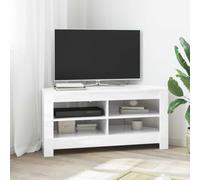 Ziaphsol Meuble TV d'angle - 102 x 40,5 x 45 cm - Blanc brillant - En bois - Design moderne - Rangement des câbles - Meuble TV pour salon
