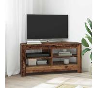 Ziaphsol Meuble TV d'angle 102 x 40,5 x 45 cm en bois vieilli avec espace de rangement pour salon et home cinéma, design moderne, gestion des câbles, montage stable