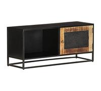 Ziaphsol Meuble TV en Bois de manguier Brut 90x30x40 cm avec Porte sculptée à la Main, Support Mural ou Meuble de Salon, Rangement Durable et Design Industriel