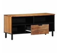 Ziaphsol Meuble TV en bois massif de mangue marron avec étagère, 100 x 33 x 46 cm, 1 tiroir, pour salon, home cinéma, rangement pour appareils multimédias, console Hifi Rack