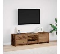 Ziaphsol Meuble TV en bois vieilli avec éclairage LED, meuble bas moderne, console multimédia spacieuse, style rustique, montage mural, gestion des câbles, durable, peu encombrant, pour salon, TV
