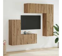Ziaphsol Meuble TV mural 5 pièces Chêne Artisan Design moderne Eléments multimédias Gestion des câbles
