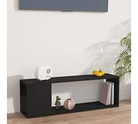 Ziaphsol Meuble TV noir 100 x 24 x 32 cm, en bois dérivé du bois, console multimédia avec 2 étagères, idéal pour le salon, la chambre à coucher, la bibliothèque, espace de rangement polyvalent