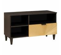 Ziaphsol Meuble TV Noir et Or 80 x 33 x 46 cm en Bois d'ingénierie avec étagères tiroir Support pour télévision écran Audio vidéo HiFi Console Organiseur Salon Chambre Bureau