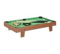 Ziaphsol Mini table de billard en MDF - 92 x 52 x 19 cm - Marron et vert - Avec 6 poches - Ensemble de queues de billard - Boules, triangle, craie - Pour salle de jeux, salle de loisirs, pub et bar