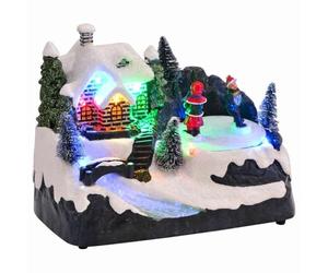 Ziaphsol Mini village de Noël en plastique, modèle multicolore de style maison de campagne, 16 x 11,5 x 13 cm, pour table, étagère, cheminée, décoration