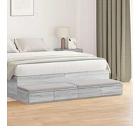 Ziaphsol Minimalist Bed Drawer Unit with 4 Tidy Storage Drawers in Sonoma Grey 160 x 36.5 x 16.5 cm for Bedroom Lounge Or Kids Room Modern Scandinavian Design