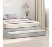 Ziaphsol Minimalist Bed Drawer with Tactile Push-Lock System in Concrete Grey 160 x 36.5 x 16.5 cm for Bedroom Storage, Modern Nightstand Or Step Stool