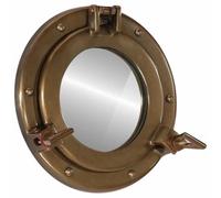 Ziaphsol Miroir à hublot pour montage mural, diamètre 23 cm, en aluminium et verre, rond, décoration côtière, miroir au design nautique pour couloir, bureau, salon