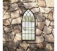 Ziaphsol Miroir de jardin noir 70 x 30 cm en fer avec verre effet rouille, miroir mural décoratif pour zone de jardin, soulève les reflets et la lumière dans les coins sombres