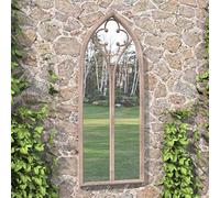 Ziaphsol Miroir de jardin sable en fer et verre 100 x 45 cm aspect vieilli pour mur extérieur décoratif pour reflets lumineux et effet jardin