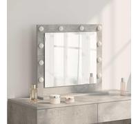 Ziaphsol Miroir de maquillage LED gris béton 60 x 55 x 18 cm Miroir mural d'angle droit en verre et bois plaqué, lumière blanche chaude pour salle de bain