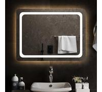 Ziaphsol Miroir de salle de bain LED 80 x 60 cm en verre, miroir mural avec port USB et protection IP65, 4 mm d'épaisseur, pour salle de bain, couloir, garde-robe et salle de maquillage, avec crochet