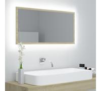 Ziaphsol Miroir LED de Salle de Bain en Bois d'ingénierie chêne Sonoma 90x8,5x37 cm avec lumière RVB, Montage Mural Horizontal ou Vertical, Design Contemporain, Facile à Nettoyer