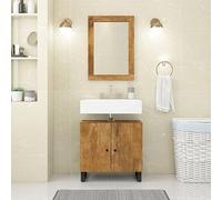 Ziaphsol Miroir mural 70 x 50 cm avec cadre en bois de manguier massif marron miel et verre transparent, miroir pour chambre à coucher, couloir, garde-robe, décoration avec grain de bois naturel